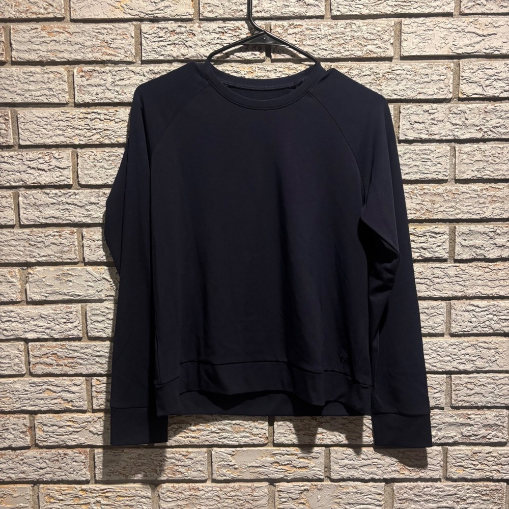 Cozy Earth Navy Blue Bamboo Viscose Raglan Crewneck Sweatshirt Womens Small